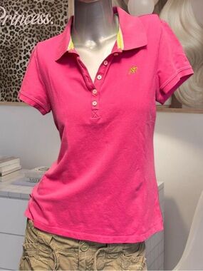 Aeropostale Vintage Y2K Pink/Green Polo Shirt